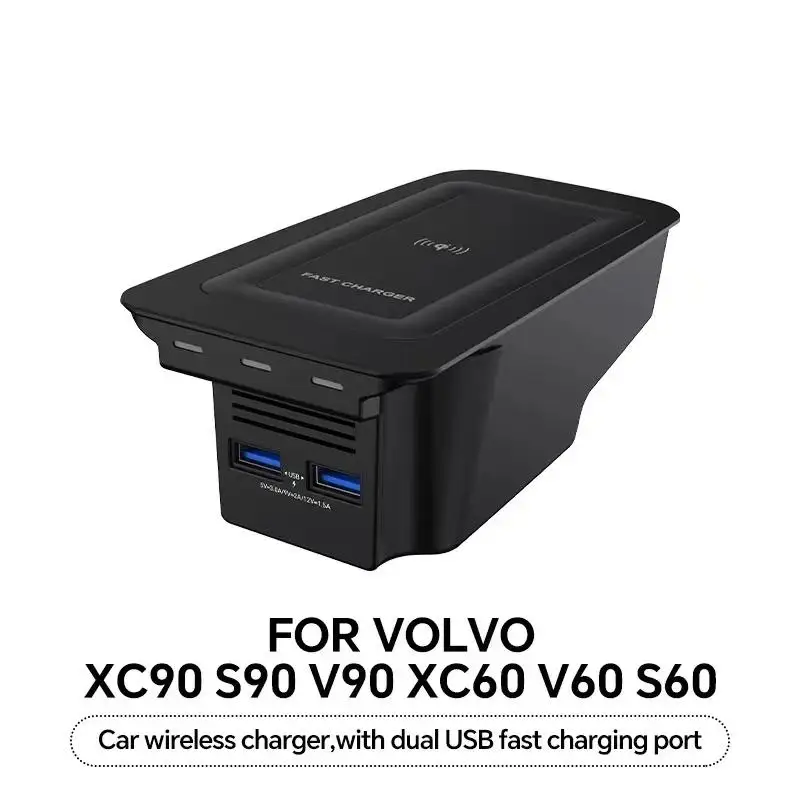 Carregador sem fio para carro, suporte de carregamento para Volvo XC90 S90 V90 XC60 S60 V60 C60 2018-2021, acessórios.