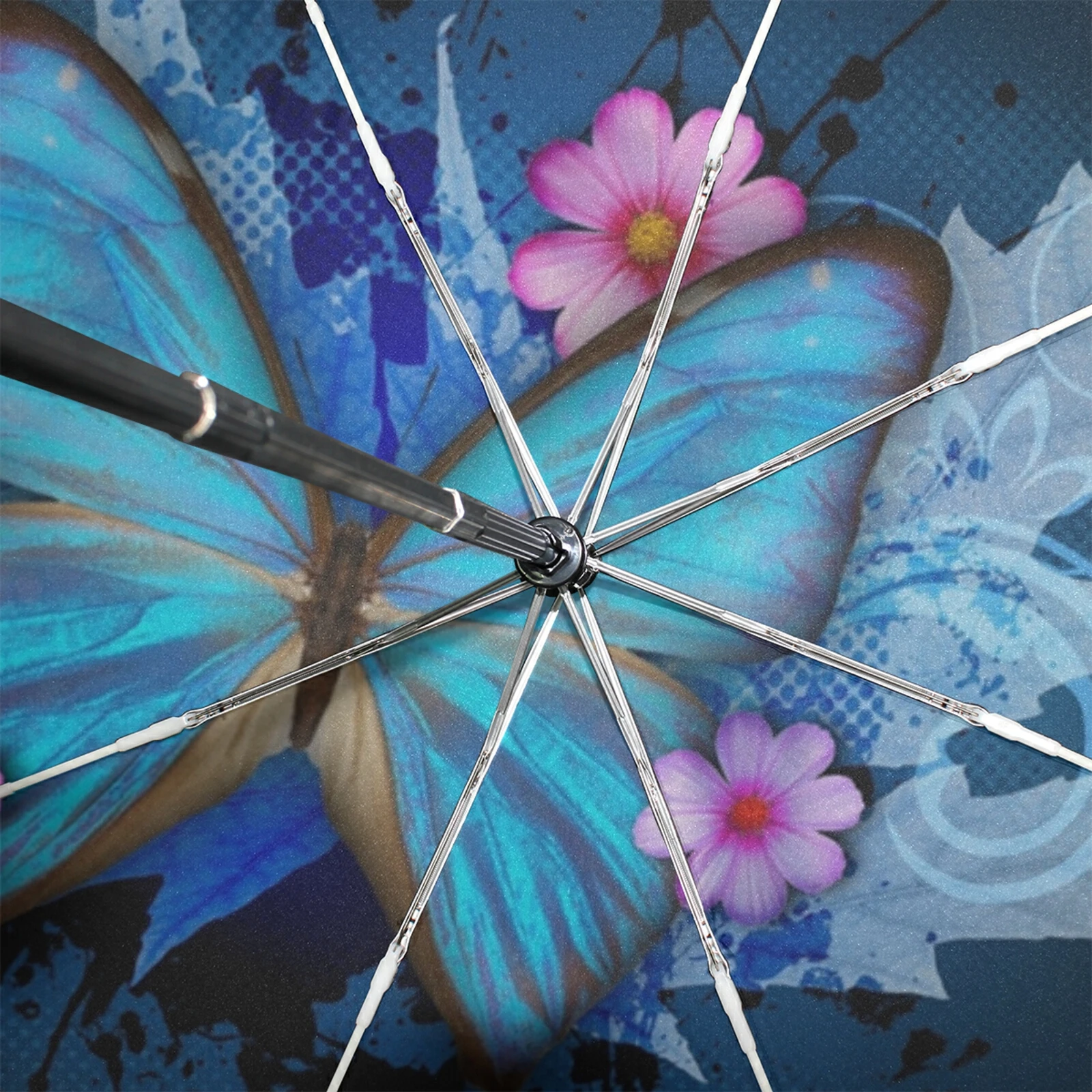 فراشة فوق الزهور طباعة المرأة مظلة المطر المظلة المحمولة ثلاثة مظلة أوتوماتيكية قابلة للطي ضد الشمس باراغوايا #5
