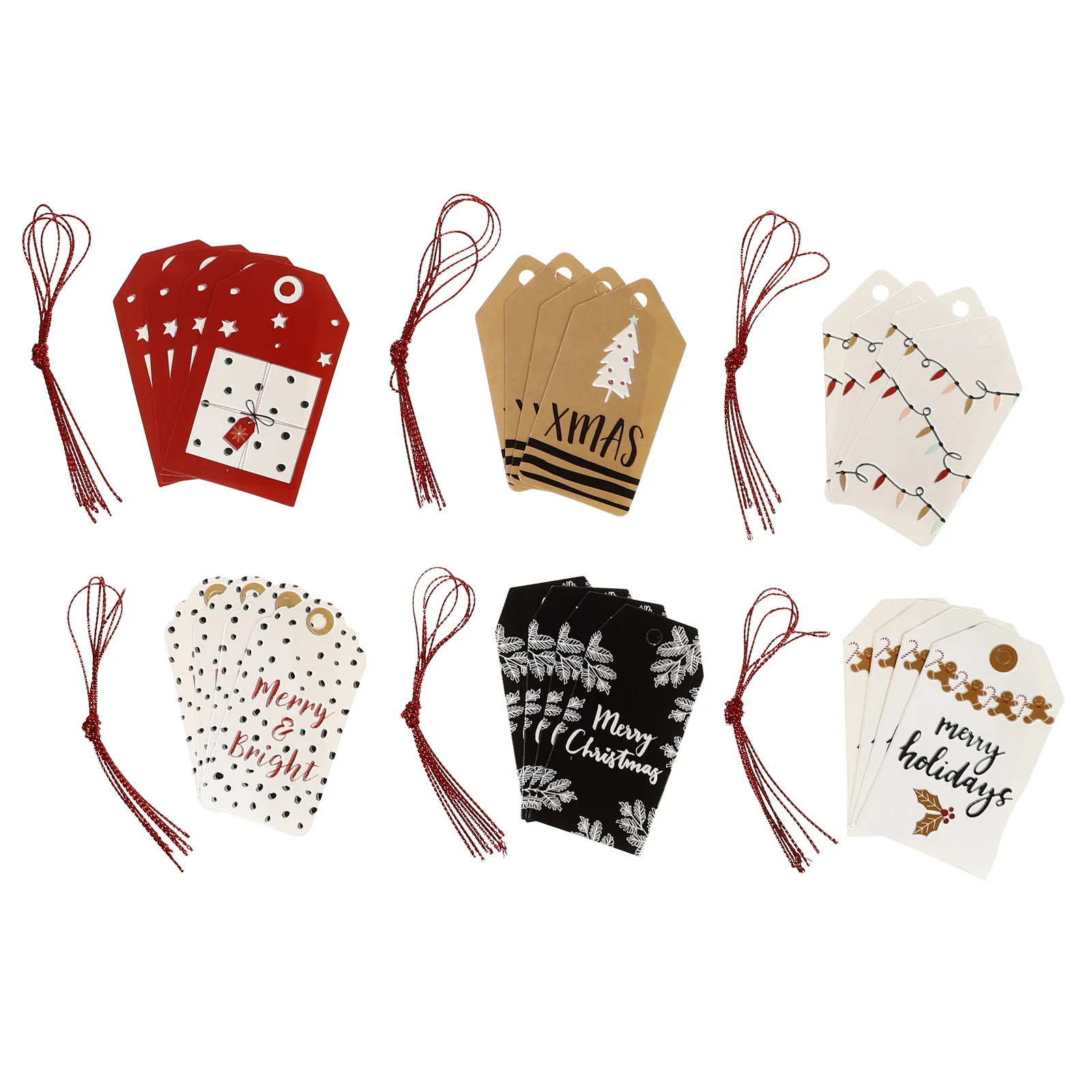 

24pcs Christmas Tree Decoration Hanging Tags Festive Paper Ornaments For Xmas Fireplace Window Decor Holiday Party Supplies