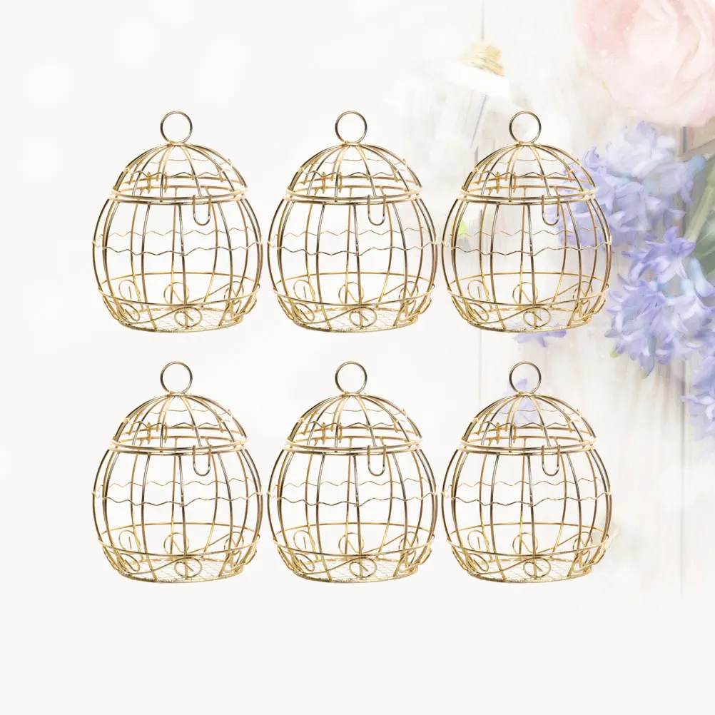 

12 Pcs Party Candy Box Bird Cage Case Container Western Style Golden Containers Baby