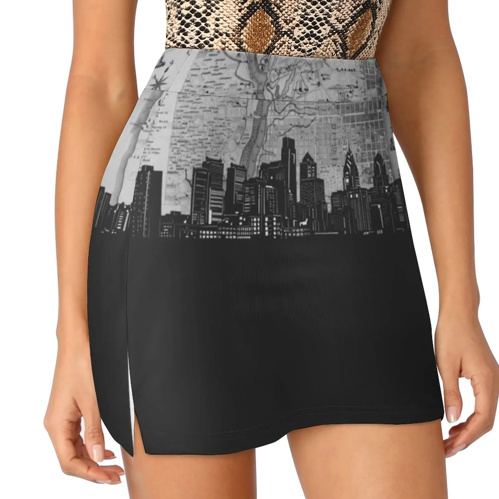 Philadelphia Skyline Women's skirt With Hide Pocket Tennis Skirt Golf Skirts Badminton Skirts Running skirts Philadelphia