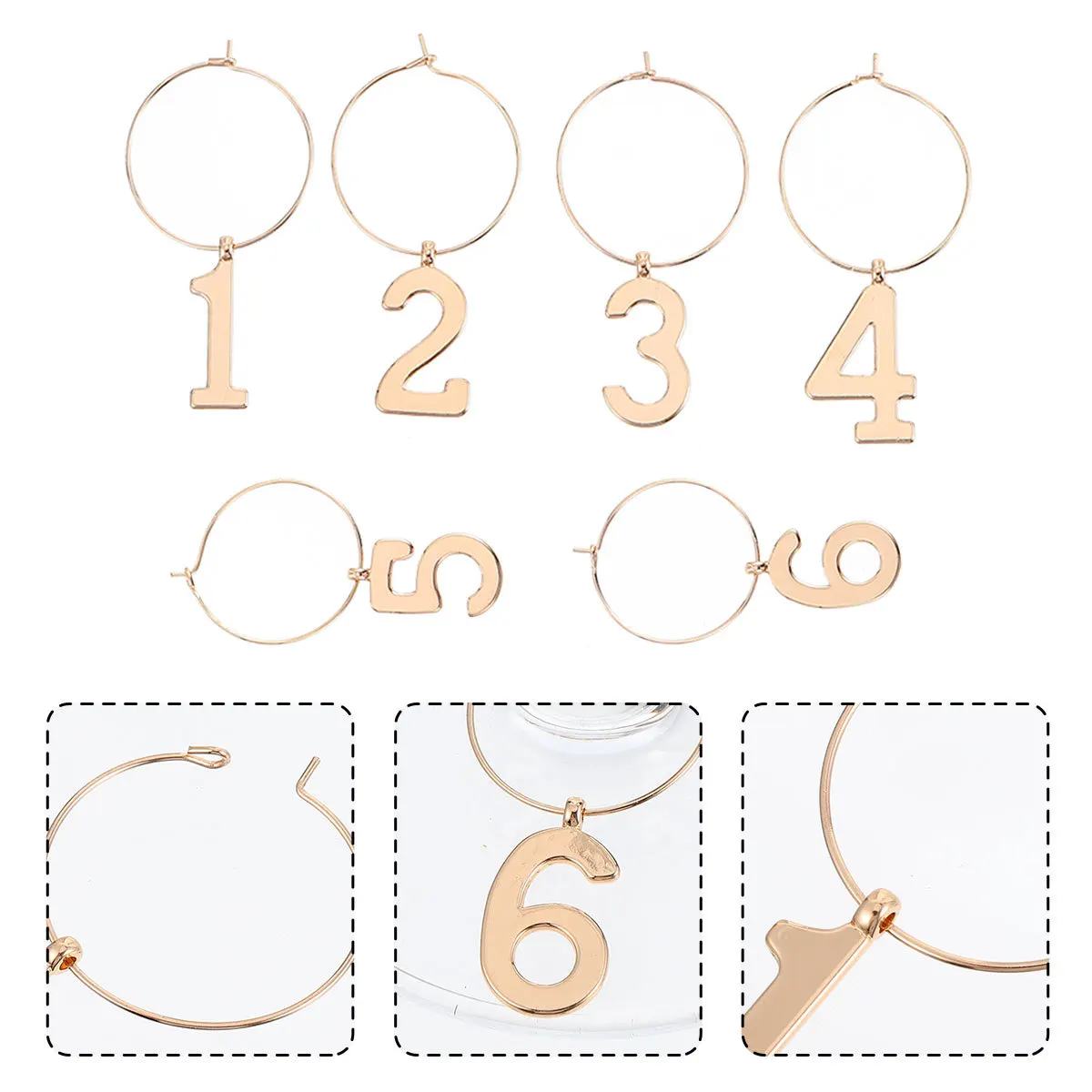 

6Pcs Party Glass Marker Rings Premium Craftsmanship Polished Finish Comfortable Feel Wine Tags