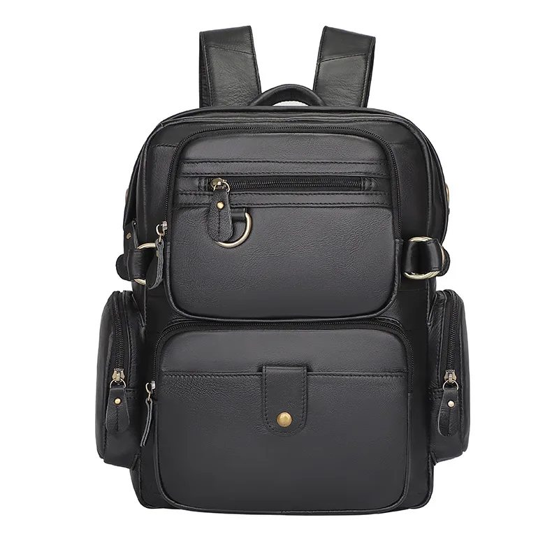 The new casual leather backpack is waterproof, wear-resistant, and anti-theft. It has a 14 inch computer backpack with a large c