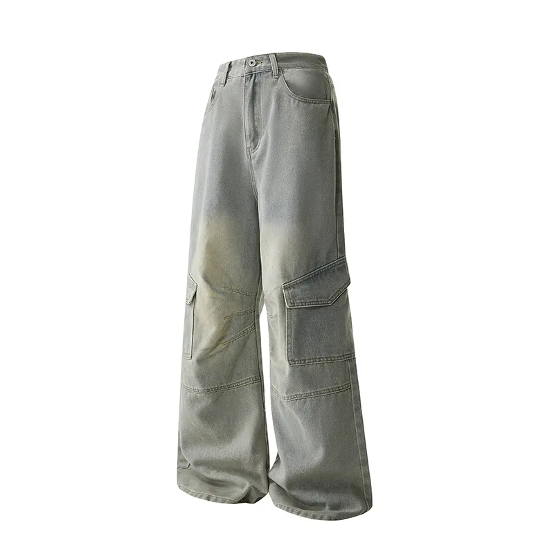 Men\'s Baggy Denim Trousers 2025 New Streetwear Wide Leg Loose Denim Pants Fashion Distressed Straight Pants
