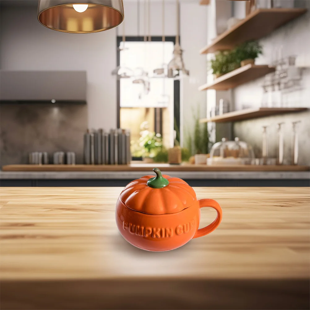 

Pumpkin Ceramic Cups 1Set Modern Mug with Spoon for Coffee Storage Tea Milk Creative Couple Breakfast Drinking Set Home Decor