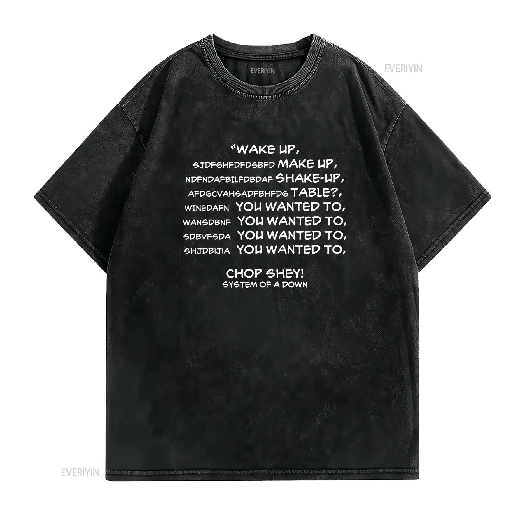 System Of Chop Suey Men'S Heavyweight 180Gsm T Shirt Oversized Relaxed Fit Lyric Geometric Print with Song Design Soft vintage