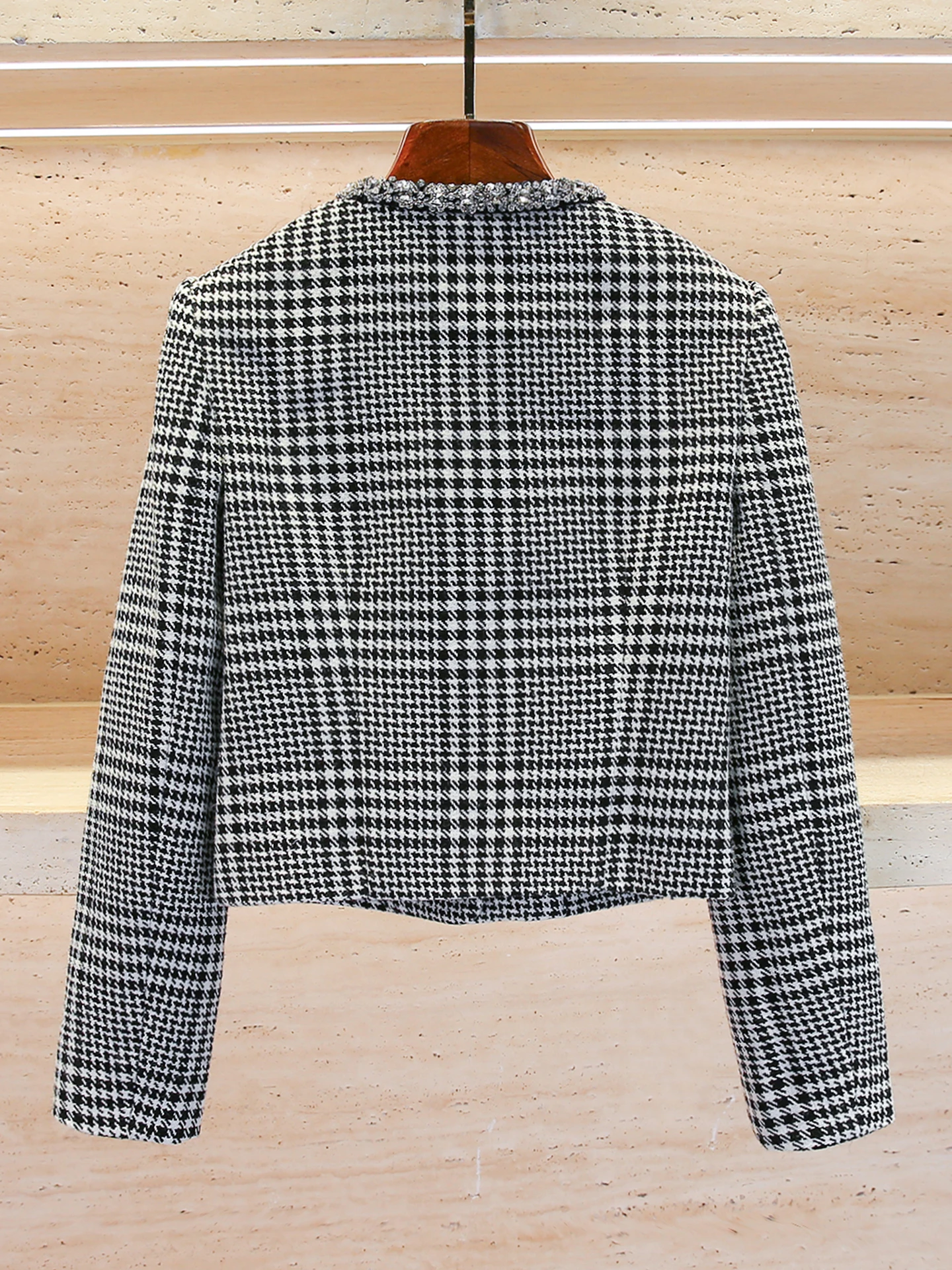 

Высококачественный женский органайзер или кардиган с ромбовидными украшениями и клетчатым дизайном в небольшую Fraance Sle для осеннего сезона