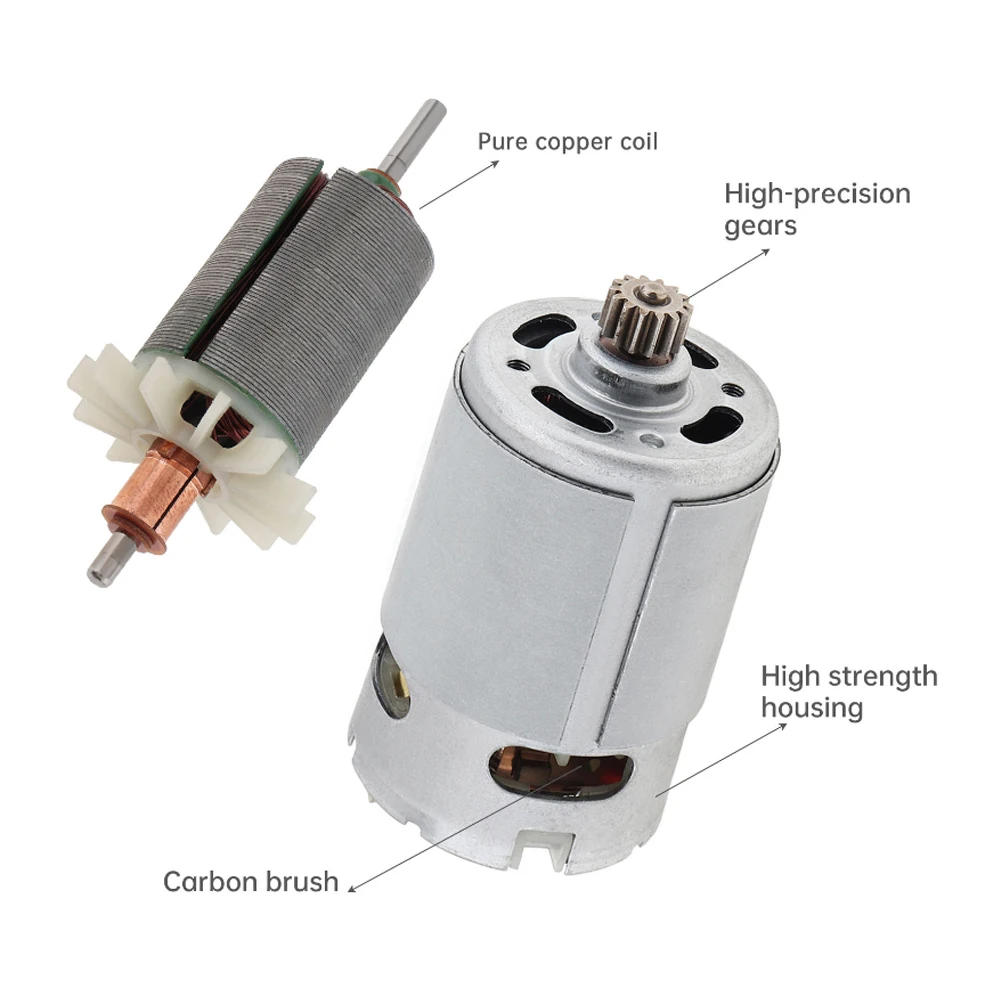 RS550 DC Motor 9-15Teeth 10.8v-25v High Speed Torque Gear Box Micro Motor for Electric Drill / Screwdriver