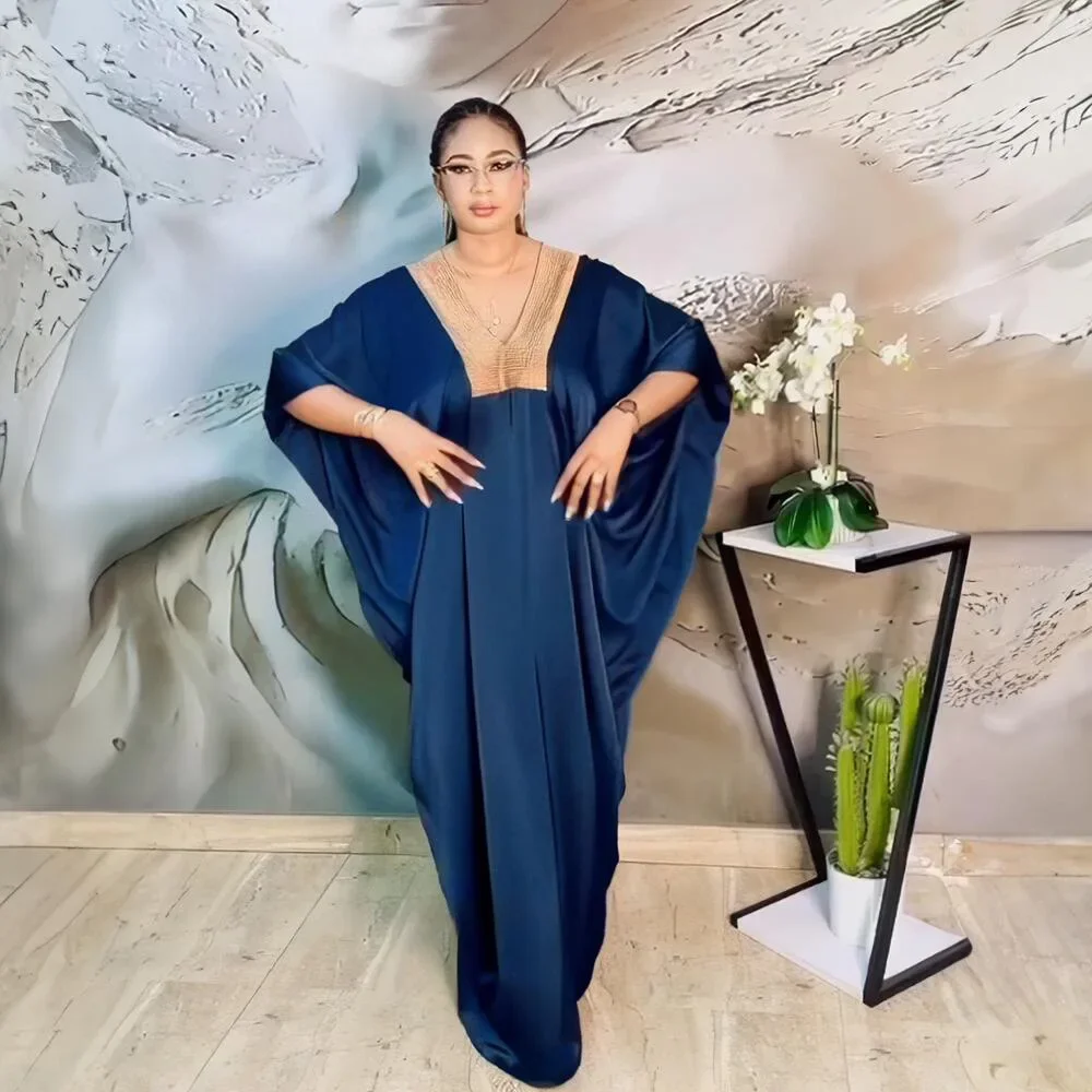 

Satin Diamonds African Dresses for Women Muslim Dress Dubai Abaya Turkey Kaftan Ramadan Eid Boubou Robe Caftan Dashiki Djellaba