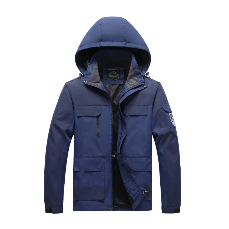 

Jacket Waterproof Windproof Hood Breathable Jackets Mens Spring Autumn Windbreak Coats Plus Size 7XL 8XL Outwear Clothes