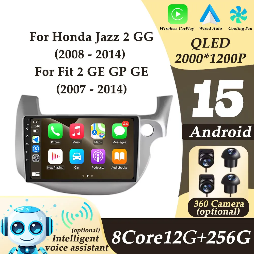 

RHD for Honda Jazz 2 GG 2008 - 2014 for Fit 2 GE GP GE 2007 - 2014 Wireless CarPlay Android Auto Car Radio Multimedi Player WIFI