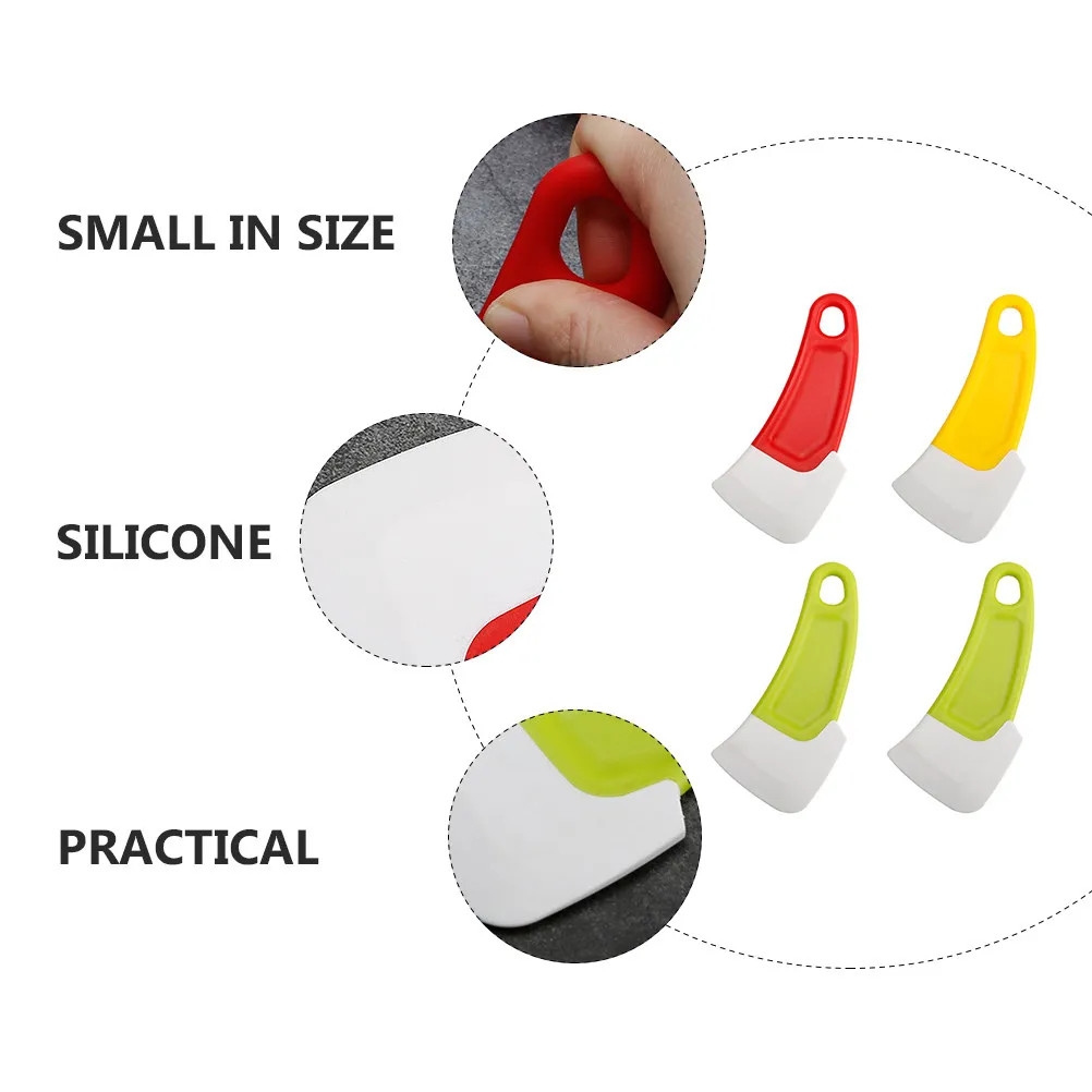 4Pcs Silicone Kitchen Cleaning Scraper Set Non-Stick Bowl Pan Wok Pot Dish Scraper for Jam Cream Pastry Cake Greasy Dirt Removal