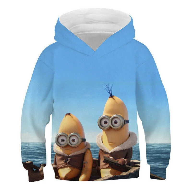 New Men's Minions Pattern Hoodie Disney Cartoon Pattern Printed Men's and Women's Sweatshirt Pullover Streetwear Comfortable Top