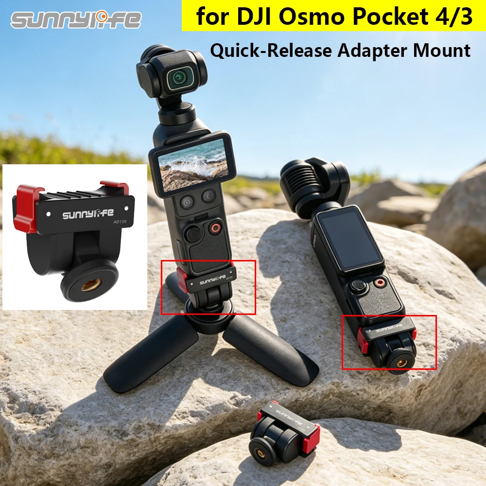 

Sunnylife Foldable Quick Release Adapter Mount 180 Degree Tilt Selfie Stick Tripod Adapter Stand for DJI Osmo Pocket 4/3 Camera