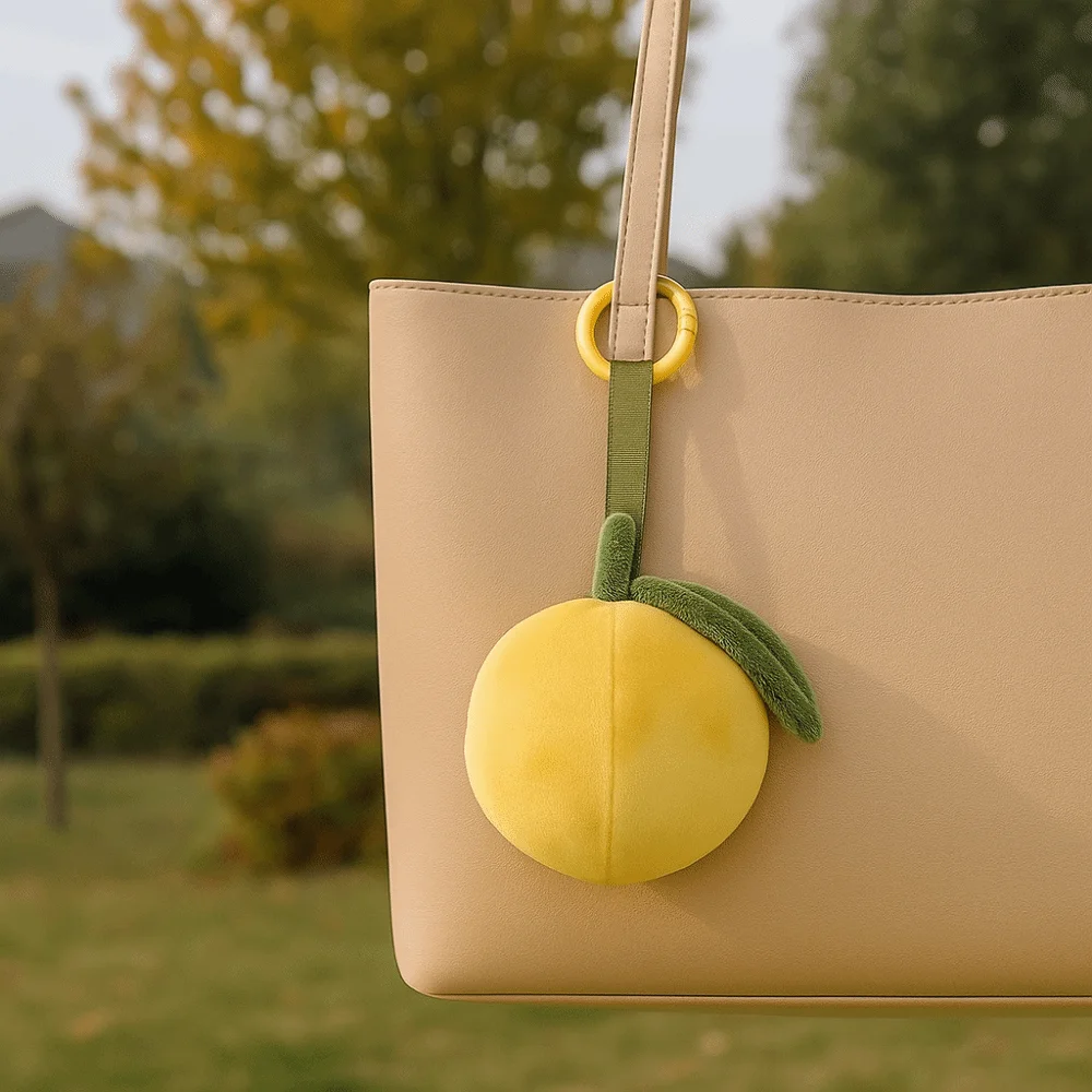 

Креативный брелок с фруктами манго, мультяшная оранжевая сумка, подвеска, сплошной цвет, ремешок для ключей, детский брелок