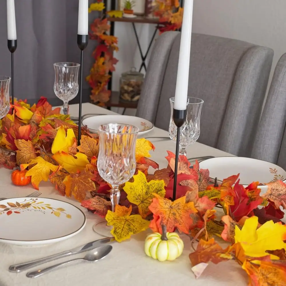 إكليل كرمة الخريف الاصطناعي، بطول 177 قدمًا، أوراق القيقب، ديكور الخريف، عيد الشكر، المنزل، الزفاف، الموقد، عيد الميلاد #5