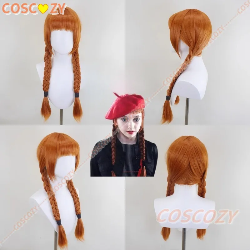 Agnes Cosplay Pruik Rode Hoed Vrouwen Gevlochten Lang Oranje Haar Hittebestendige Synthetische Pruik Halloween Party Props