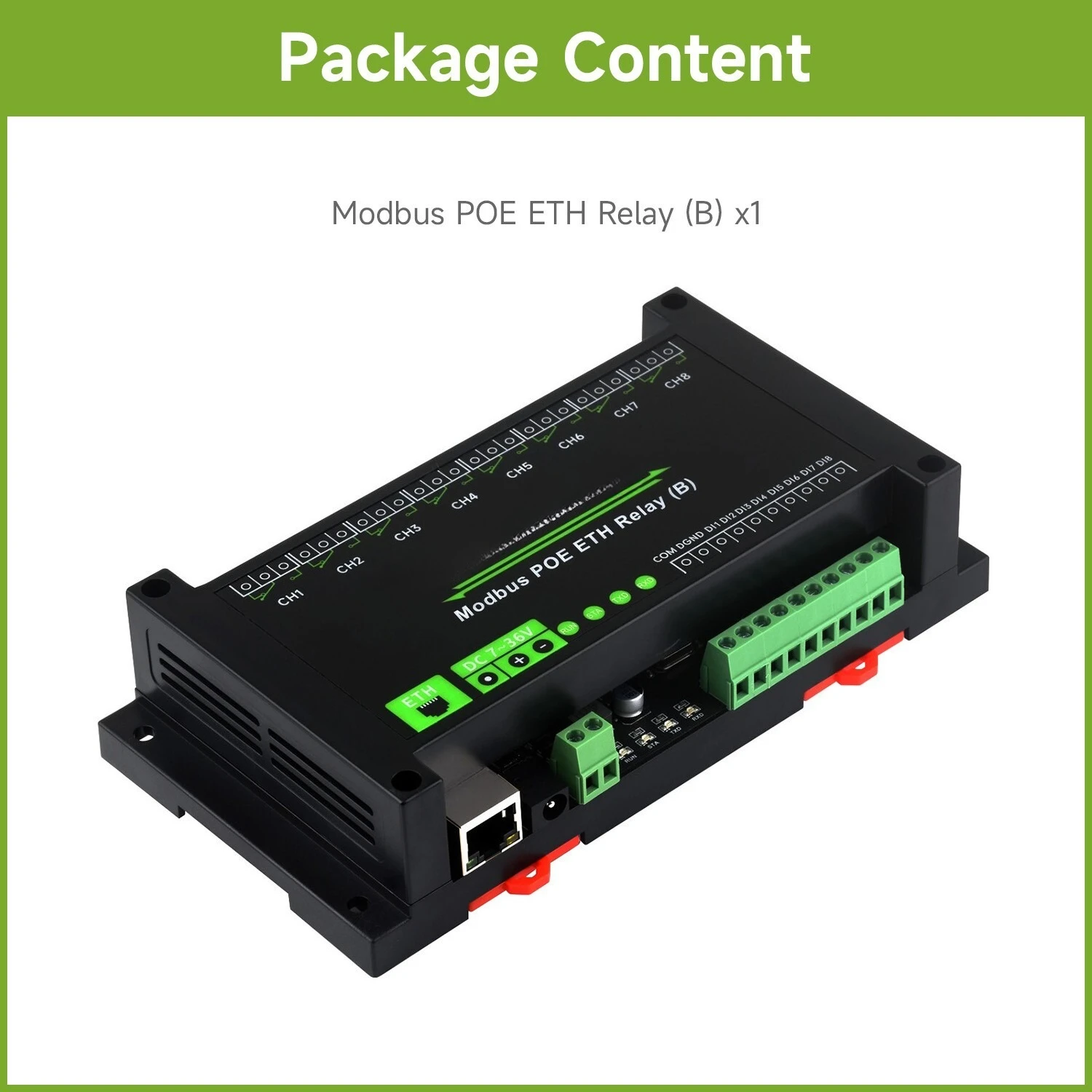 For 8-ch Ethernet Relay Module (B)With Digital Input Modbus RTU/Modbus TCP