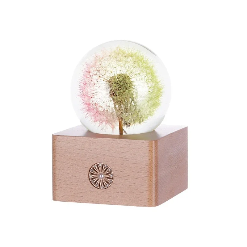 

Dandelion plant specimen crystal ball night light desktop ornament, birthday gift for girlfriend teacher home gift