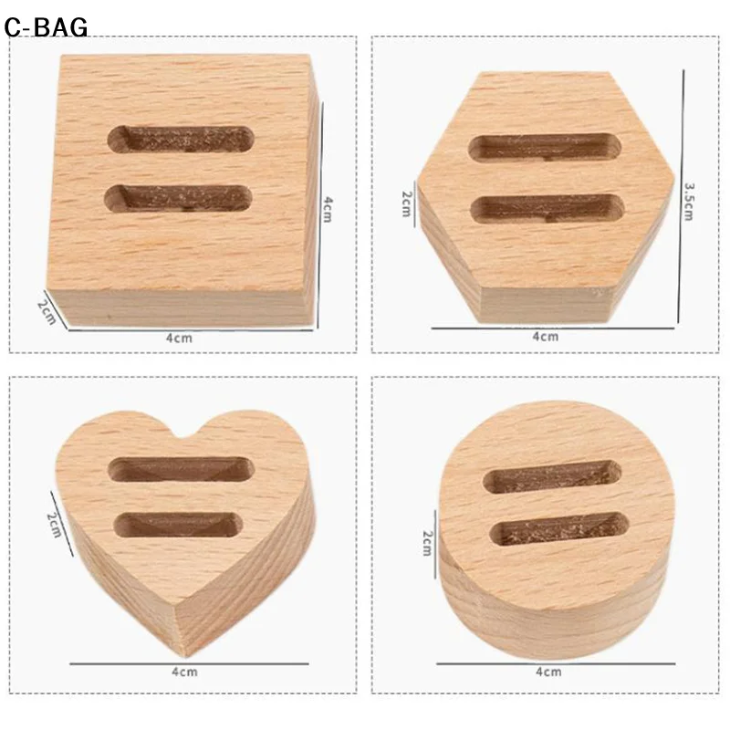 حامل عرض حلقي للمجوهرات الخشبية - حامل منظم مستدير/مربع/قلب مفرد/فتحة مزدوجة لنوافذ عداد الحلقة