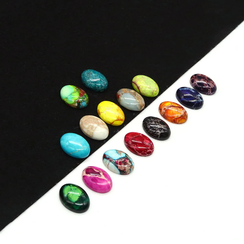 Light Luxury Fashion Colorful Natural Imperial Stone Polished Oval Holeless Loose Synthetic Turquoise Cabochon Beads Accessories