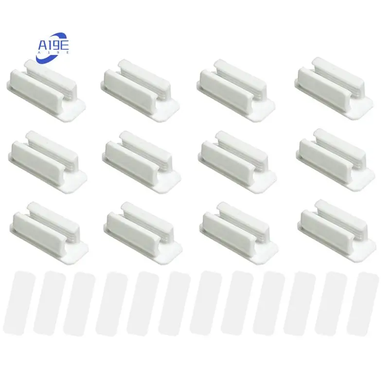 

A19E-12PCS Silicone Pen Holders, Adhesive Pen Holder Portable Pencil Holder Marker Holder Mount Clip Durable White