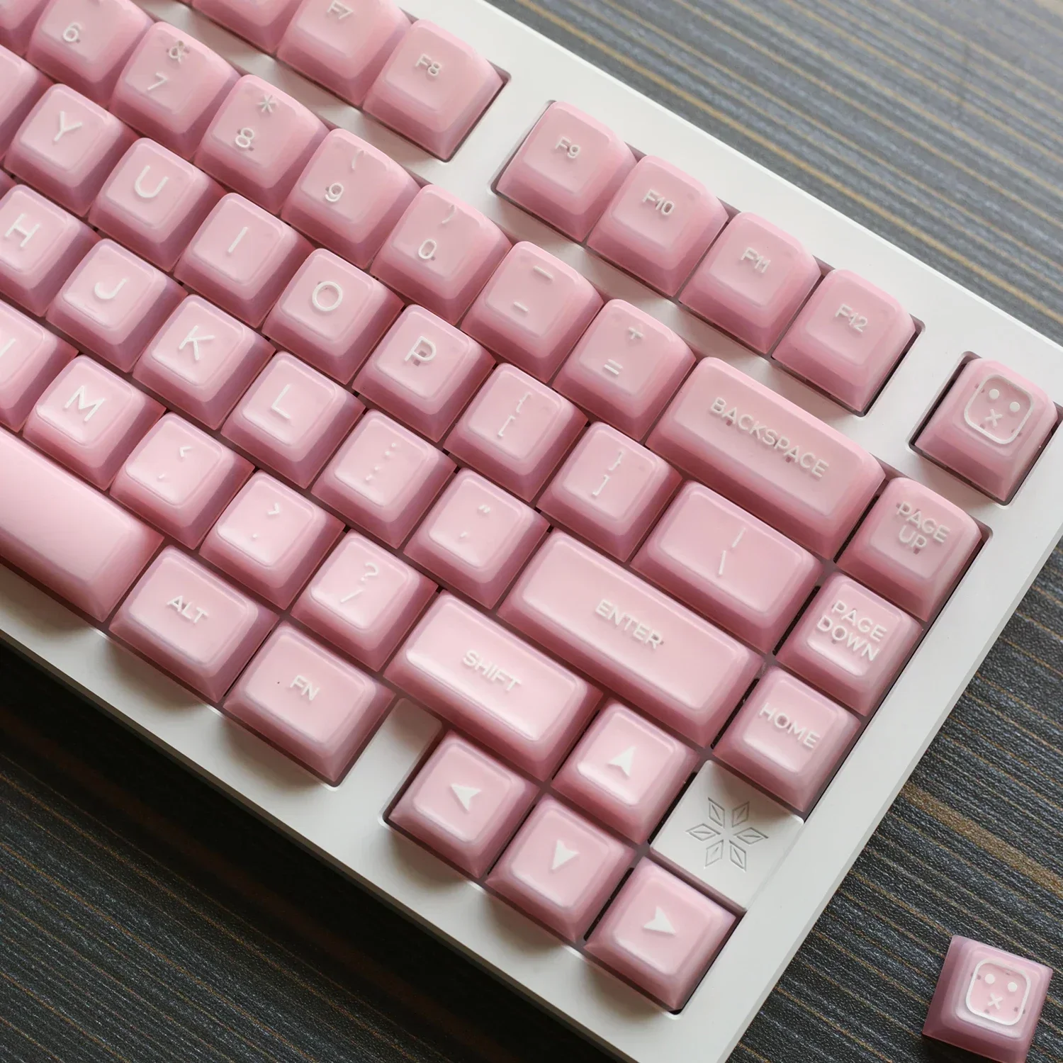 

Keycap Set Double Shot Pink Translucent Keycaps Custom 142 Keys Caps for 61/64/87/96/104/108 Mechanical Keyboards