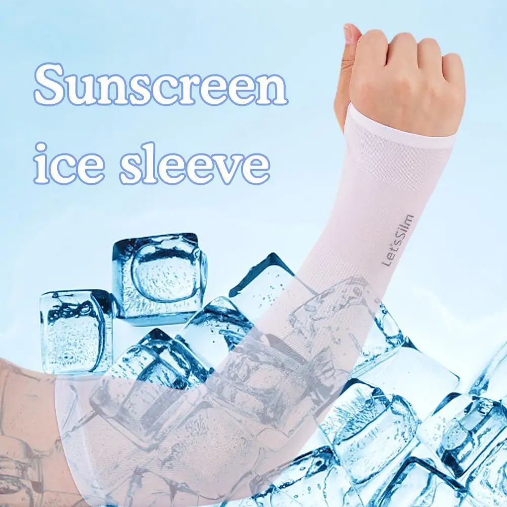 Unisex Summer Sun Protection Sleeves Quick Dry Ice Silk Cooling Arm Sleeve Cover Gloves For Drive Sports Running Fishing Cycling