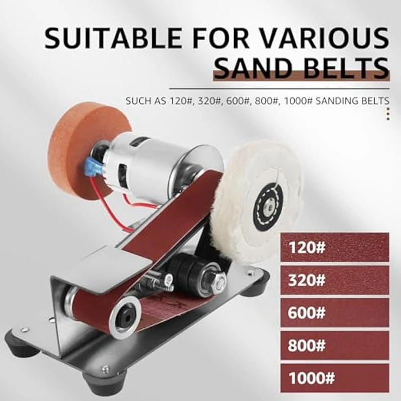 Mini Belt Sander,15 Degree Electric Belt Grinder,7 Adjustable Speed Electric Knife Polishing Sharpener Machine