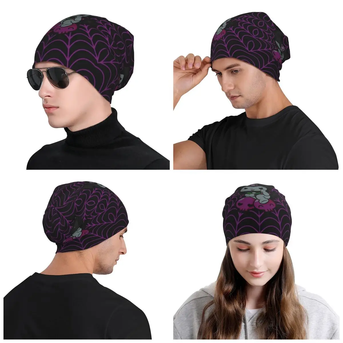 مخصص Kuromi لطيف الكرتون Skullies Beanies قبعات للجنسين شتاء دافئ متماسكة قبعة النساء الرجال الهيب هوب الكبار بونيه القبعات في الهواء الطلق قبعة تزلج