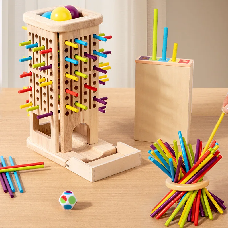 Jeu de tour et bâton en bois 3 en 1, jouets d'éducation précoce arithmétique Montessori, formation à la réflexion, jouet interactif Parent-enfant, cadeaux