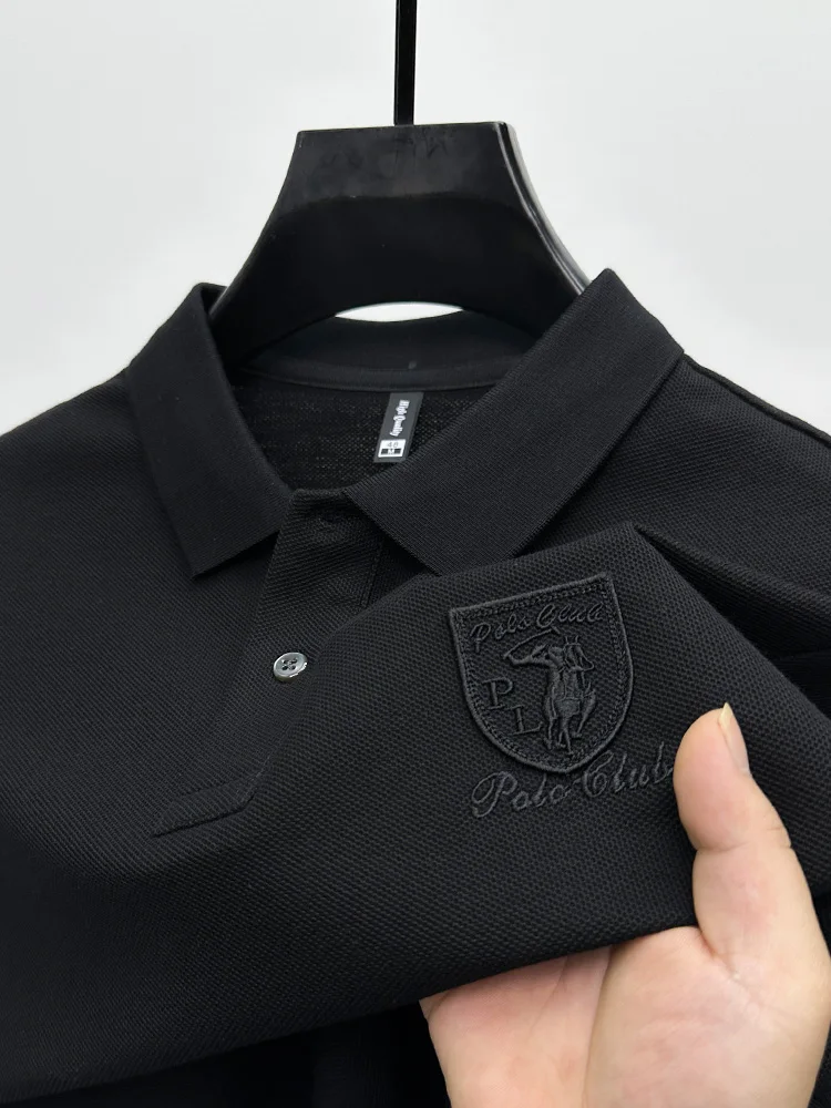Light Luxury Brand Lapel Men's Short-sleeved High-quality Summer Wear Trendy Shield Embroidered Men's T-shirt Fashion Polo Shirt image 3