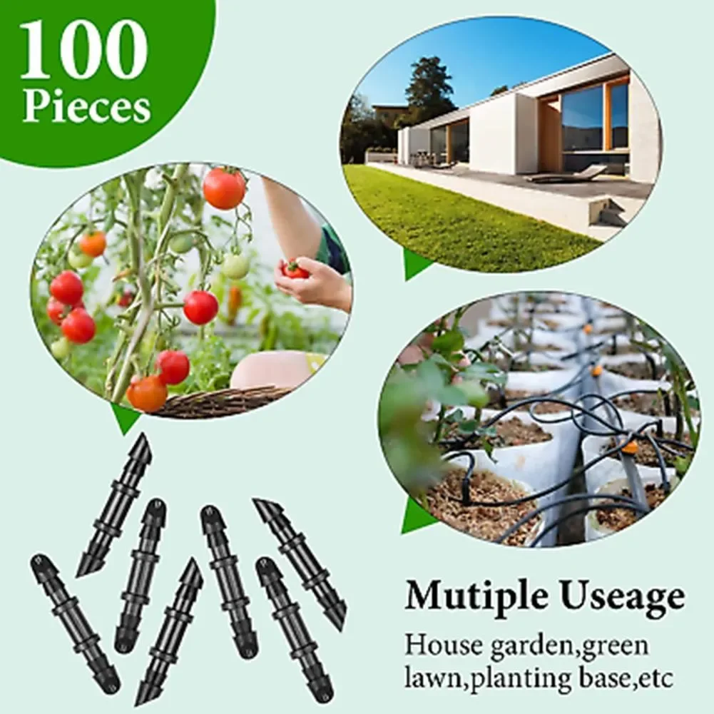 

Adapter Connectors Drip Fitting Irrigation 1/4 Inch 100pcs Accessories Attachment Black Joints Straight Barbed