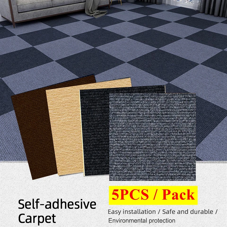 30x30cm Self Adhesive Thicker Carpet Floor Stickers For Home Decoration Living Room Office Ground Anti-Slip Brown Tiles Stickers