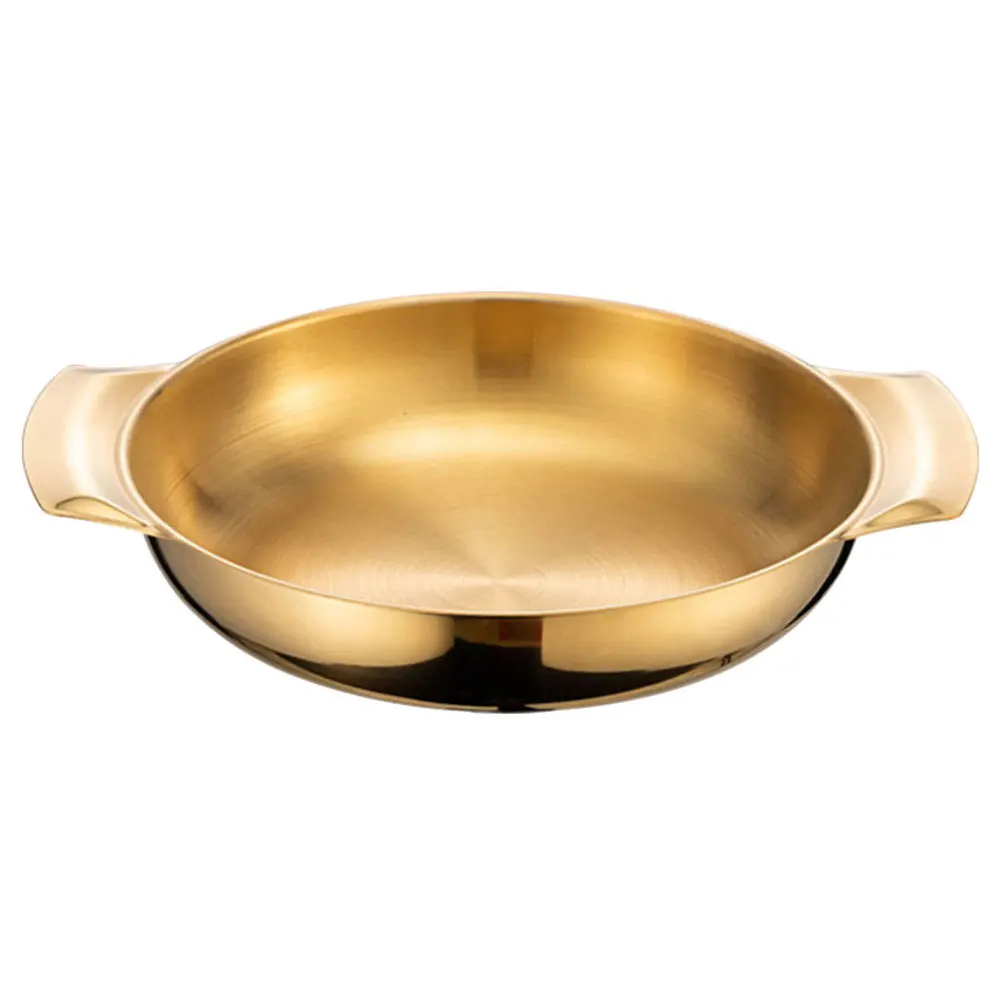 

Stainless Steel Dry Double Handle Anti-Scalding Cooking Pan For Hot Pot Korean Bbq Stew Family Soup Kitchen Cookware