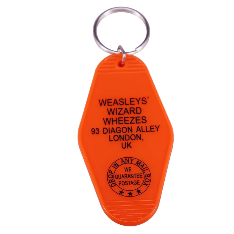 H-P Wizard World Weasleys' Wizard Wheezes porte-clés Vintage hôtel porte-clés motel porte-clés Orange cadeau de noël