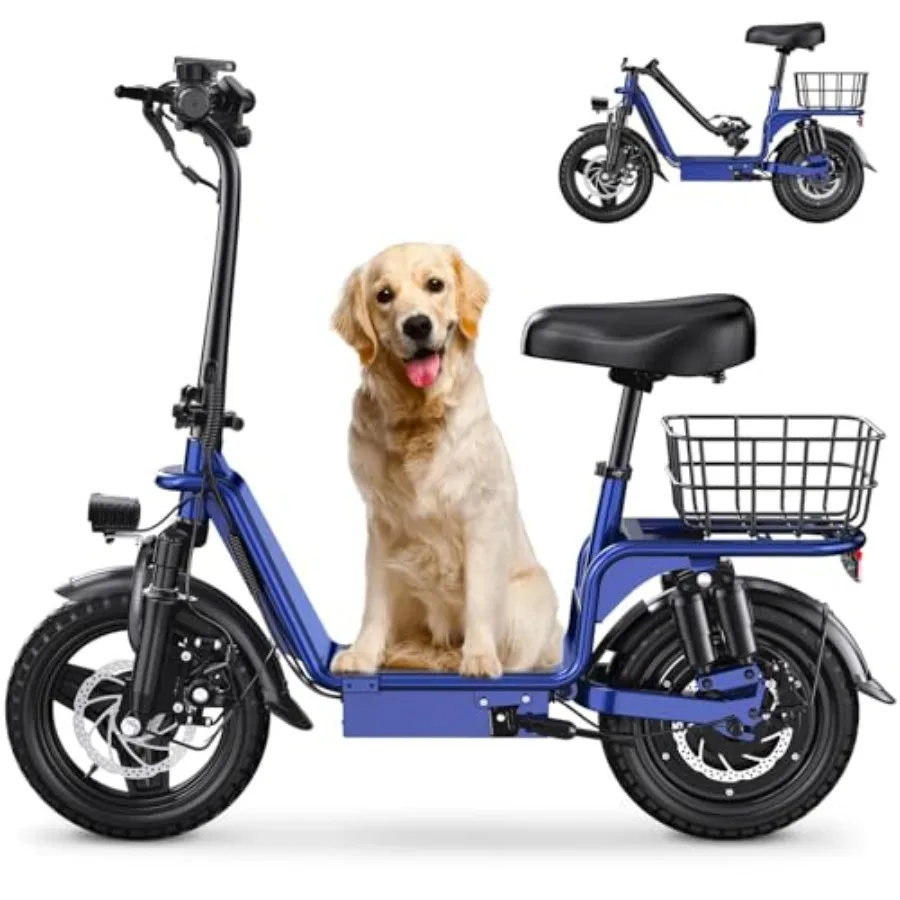 

Off-road foldable electric scooter with seat for adults, aluminum alloy frame, black, 1000W peak power, 35-mile range, 20MPH sp