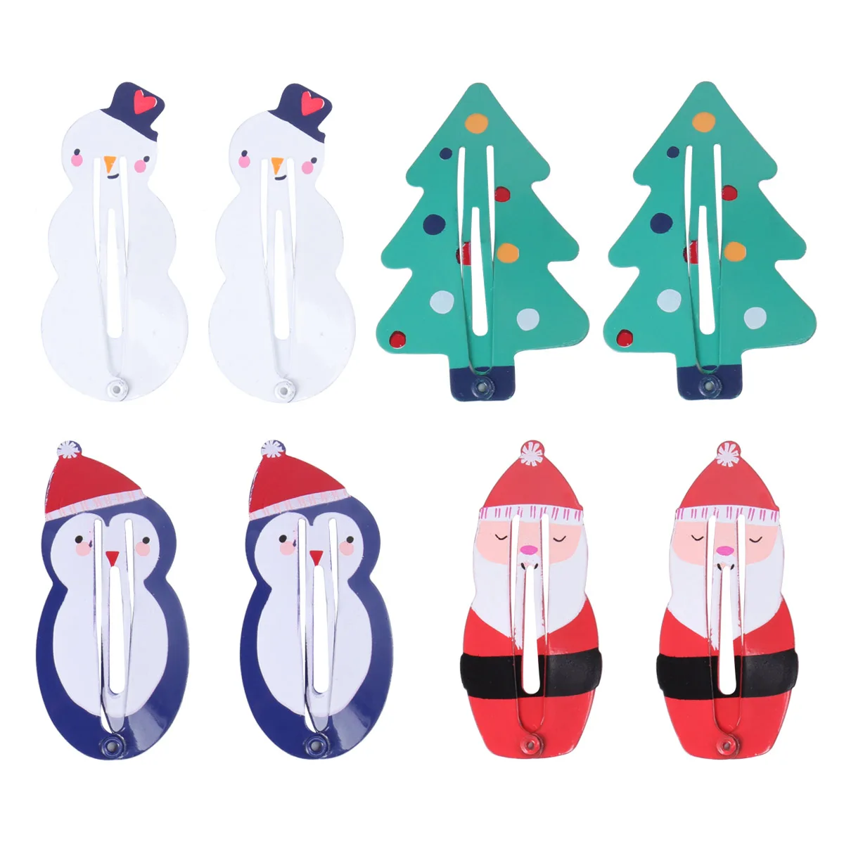 

8pcs Christmas Themed Clips Barrettes For Toddlers Girls Kids Teens Red Tree White Blue Snowman Stylish Cute Design