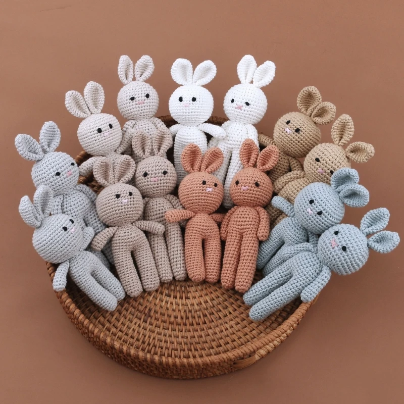 

Cotton Crochet Baby Stuffed Rabbit Toy kawaii Handmade Bunny Plush Toys Newborn Handhold Sleeping Doll Kid Early Educational Toy