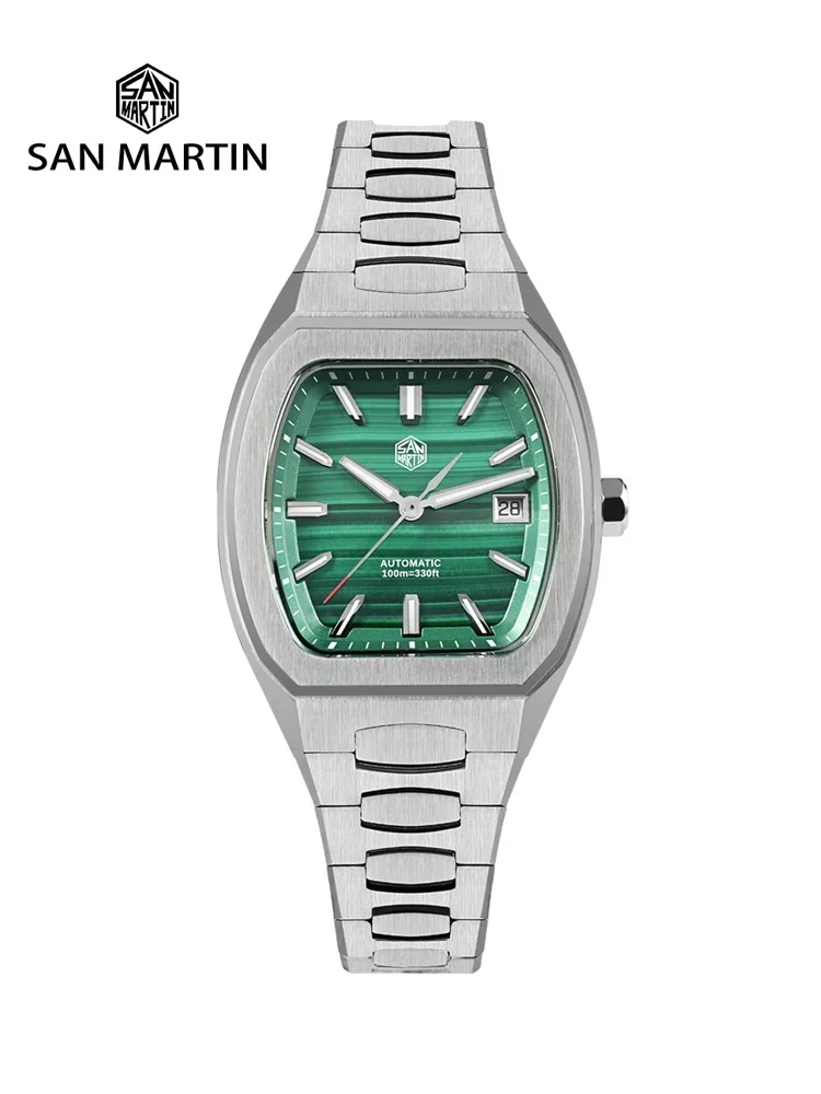 San Martin 39.5mm Tonneau Luxury Men Watch Mineral Dial Casual Sports PT5000 SW200 Automatic Mechanical Sapphire Luminous SN0145