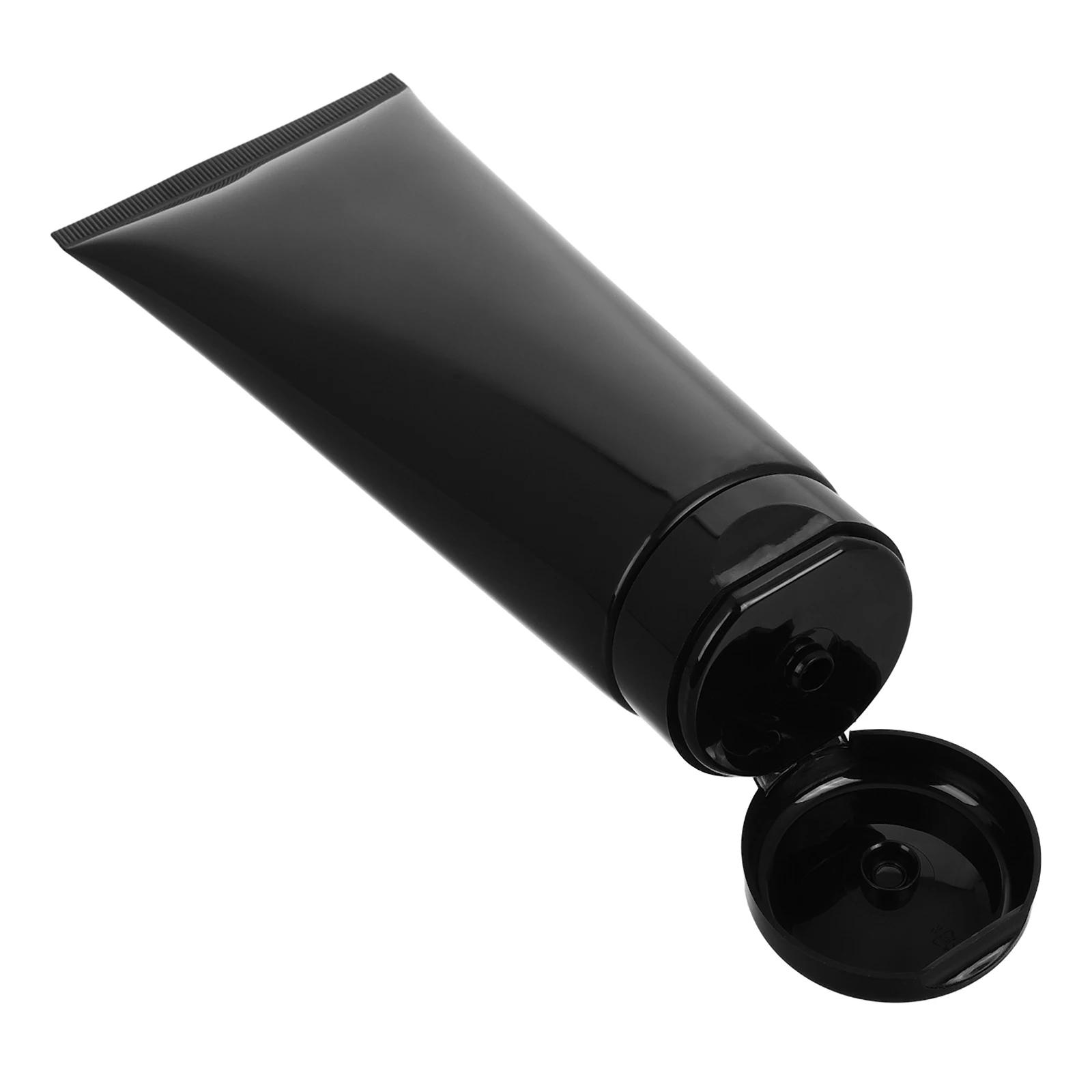 

200g Black Shiny Plastic Tube Refillable Travel Lotion Container Leakproof Body Cream Packaging for Skincare