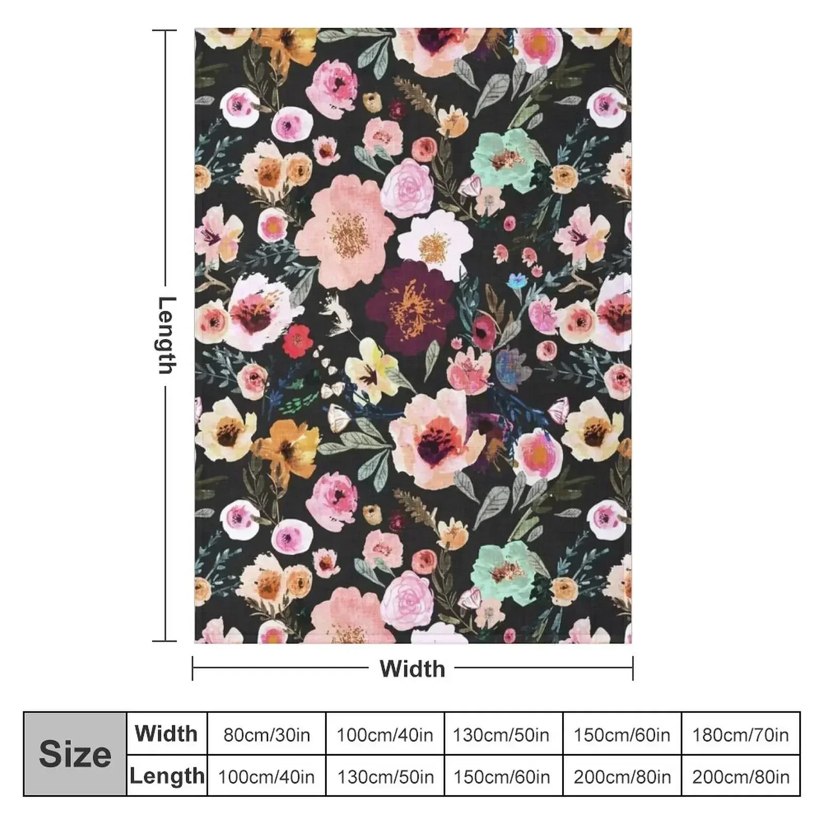 Burst into Bloom (midnight) Throw Blanket couch cozy soft plush fuzzy picnic outdoor blanket