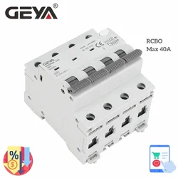 GEYA GYR9NM 3P+N RCBO 16A 25A 32A 40A 6KA Electro-Magnetic AC Type With Over Current Protection 30mA