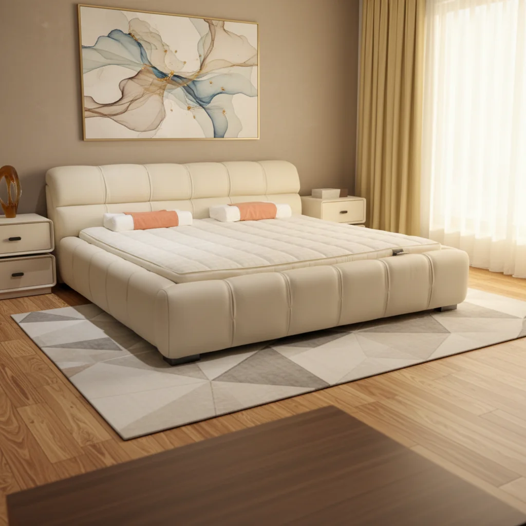 #Luxury Double Futon Soft Bed With Light Industrial Wind Nordic Tatami Style Fabric Master