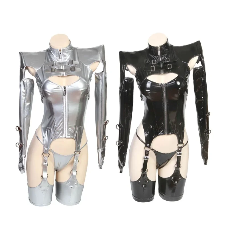 YoRHa 2B Anime NieR fantasia cosplay para mulheres, terno de batalha preto, conjunto de couro, lingerie sexy quente, vestido