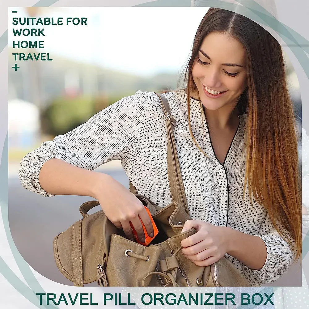 Travel Pill Organizer Portable Pill Case, 10 Grids Pill Travel Case Medicine Organizer Pill Box for Purse Travel Pill Container