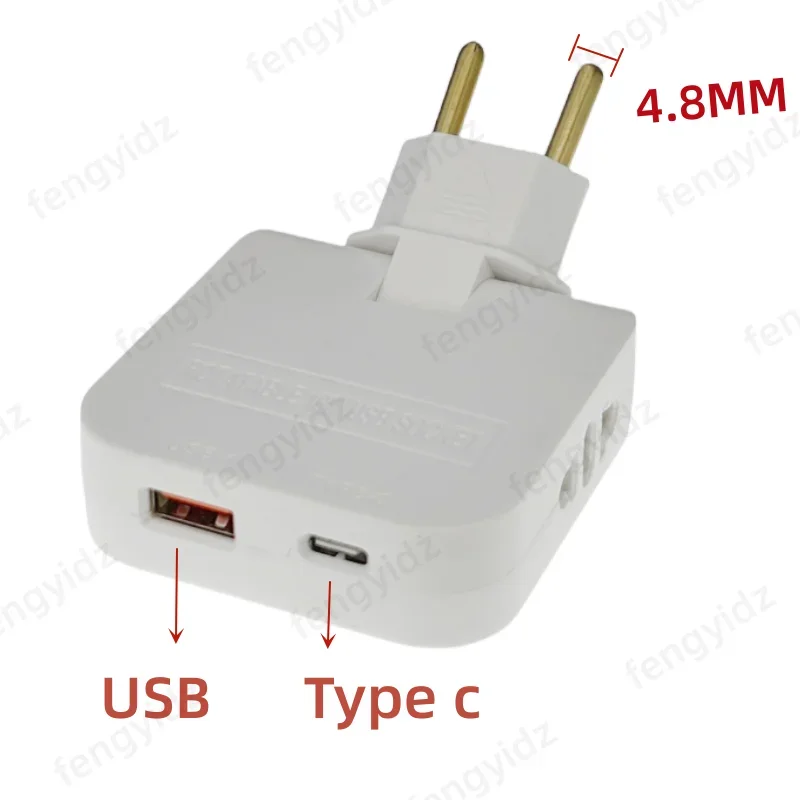 EU Extension Chargers Adapter 4 In 1 rotatable socket converter 180 Degree For Mobile Phone Charging Socket With Usb And Type c