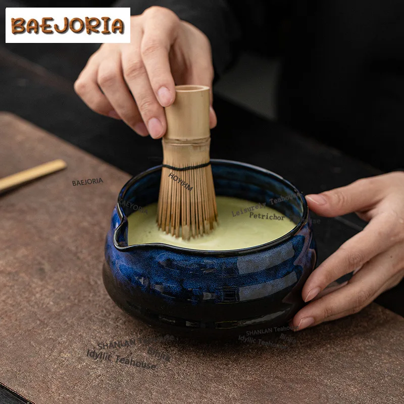 BAEJORIA Ancient Kiln Threaded Tea Set Complete Set Japanese Matcha Set Kit Tea Brewing Matcha Bowl Matcha Tool Set For Beverage