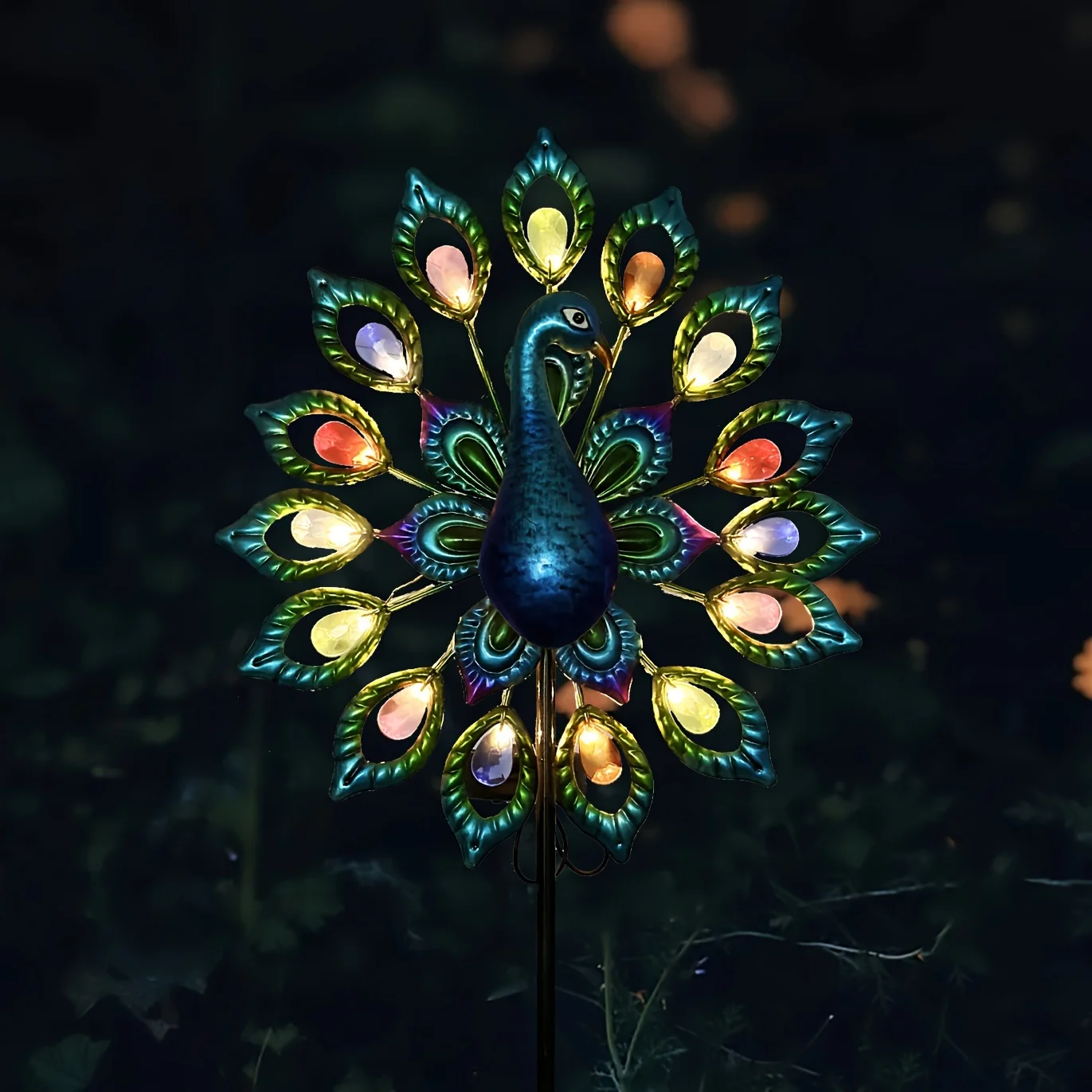 1pc Peacock Color Solar Light, Suitable For Garden, Courtyard, Lawn, Doorway, Pond, Balcony