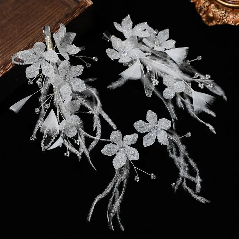 High-end Bridal Headgear Smart Feathers Pair Clips Follow-up Wedding Hair Accessories